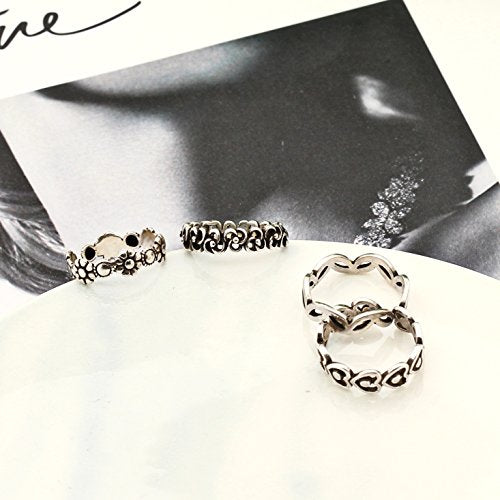 lauhonmin 3pcs S925 Sterling Silver Open Rings Set Finger Ring Joint Ring Toe Ring Beach Jewelry Gifts for Women Adjustable - color: Style B