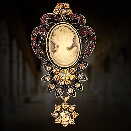 JJTZX Victorian Black Velvet Lace Choker Gothic Lady Cameo Necklace Gift for Her - style: Brooch 6-Gold