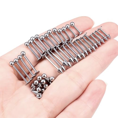 Lcolyoli 32PCS Labret Piercing Jewelry Stainless Steel Snake Bite Jewelry Lip Rings 16G Medusa Monroe Lip Piercing Jewelry for Women Men Bar Length 6mm 8mm 10mm 12mm - color: silvertone