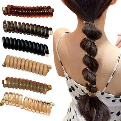 Spiral Hair Ties Phone Cord Elastic Hair Bands No Damage Scrunchies for Women Coil Holders Hair Ties for Thin Thick Hair Straight Ponytail Hair Accessories 6pcs