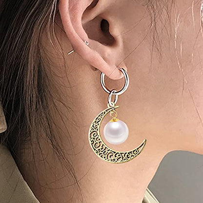 40pcs Hollow Moon Charms Crescent Moon Pendants Celestial Charms Crafts Supplies for DIY Bracelet Necklace Jewelry Making Accessory - color: Silver/Gold