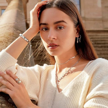 14K Gold Bracelets for Women Adjustable Slider Bracelet Bangle Bracelets for Women Trendy Chain Bracelet - color: Silver Hammered