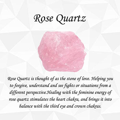 Top Plaza Flower Wrapped Natural Rose Quartz Crystal Necklace | Antique Silver Healing Crystal Gemstone Necklaces for Women Mothers Day Mom Gifts - color: Rose Quartz