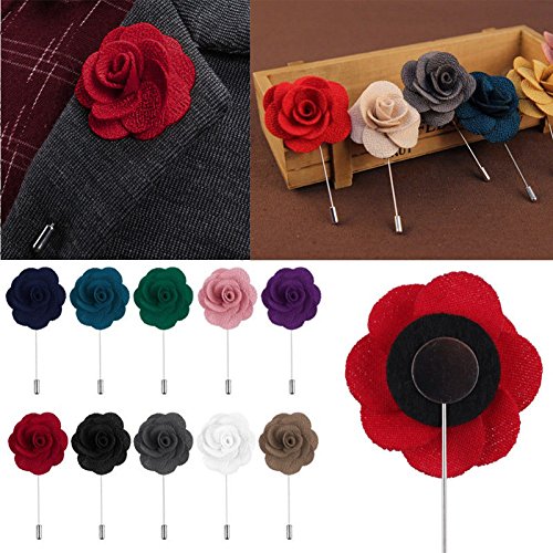 Gentleman's Essentials Premium Handmade Flower Lapel Pin Boutonniere - color: Bordeaux Wine [Begonia]