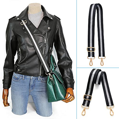 Kolti Purse Strap Replacement Crossbody Handbag Stripe Wide Adjustable - color: Gold Buckle-220