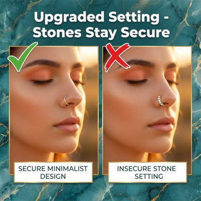 20G Nose Rings Hoop Set for Women, 12PCS Hypoallergenic Stainless Steel Comfortable for Ear Stack Daily Wear Dainty Non Tarnish Nose Hoop Stud Set, L Shaped CZ Threadless Flat Back Nose Stud Piercing Jewelry - color: 20G(0.8MM)-Gold