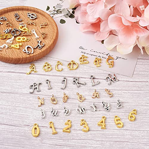 Craftdady Letter Charms Capital Pendants Mixed A-Z Initial Letter Number Charms DIY Bracelet Necklace Pendants for Jewelry Making, Gold, Antique Silver, Platinum - color: Mixed Color, Letter Number