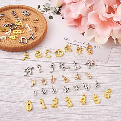 Craftdady Letter Charms Capital Pendants Mixed A-Z Initial Letter Number Charms DIY Bracelet Necklace Pendants for Jewelry Making, Gold, Antique Silver, Platinum - color: Mixed Color, Letter Number