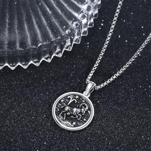 925 Sterling Silver Zodiac Constellation Necklaces for Men Women | Retro,Daily,Birthday, Graduation,Horoscope,Zodiac Sign,Hypoallergenic,with Jewelry Box - style: 3-Aries (A-Retro Mar.21-Apr.19)