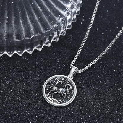 925 Sterling Silver Zodiac Constellation Necklaces for Men Women | Retro,Daily,Birthday, Graduation,Horoscope,Zodiac Sign,Hypoallergenic,with Jewelry Box - style: 3-Aries (A-Retro Mar.21-Apr.19)
