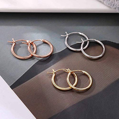 M MOOHAM Hoop Earrings for Women, Hypoallergenic 14K Gold Plated Earrings | Gold Plated Hoop Earrings Set for Sensitive Ears, Earring Stack for Women Trendy, Jewelry Gifts Lightweight 13-60mm - color: 3pairs-15mm-Gold-plated/silver-plated/Rose
