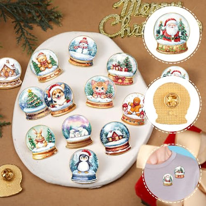 30/60 Pcs Cute Enamel Pins Bulk Plant Flower Animal Halloween Gothic Fall Pumpkin Cartoon Lapel Pin Brooches Jewelry Gift for Backpack Clothes Hats Accessories - style: Christmas