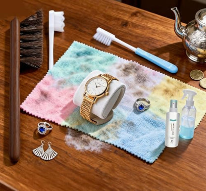 Ring Cleaning Kit,Professional Jewelry Cleaning Kit with Brushes,Spray & Cloths for Jewelry,Watches & Precious Metals,22-Piece All-in-One Home Cleaning Set