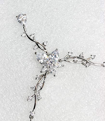 Faship Gorgeous CZ Crystal Floral Necklace Earrings Set - color: Clear
