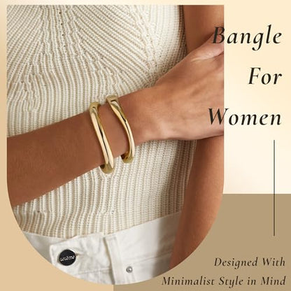 Gold Bangle Bracelets for Women Cuff Stackable Waterproof Non Tarnish Bracelet Stack Silver Plated 14k Chunky Bangles Jewelry Set for Woman - style: Style 14