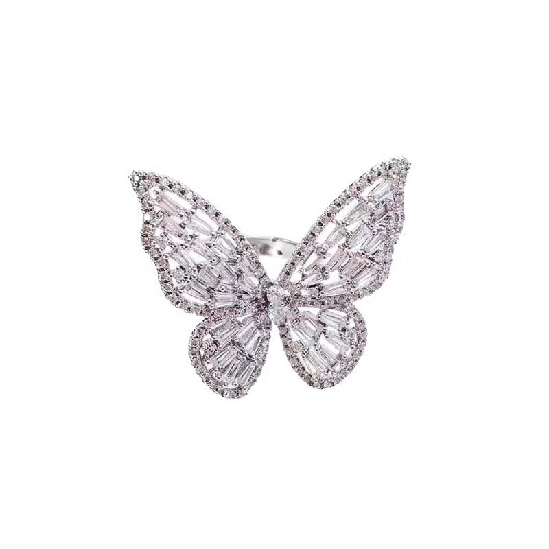 Oversized Butterfly Ring, Silver-Tone Statement Cocktail Ring