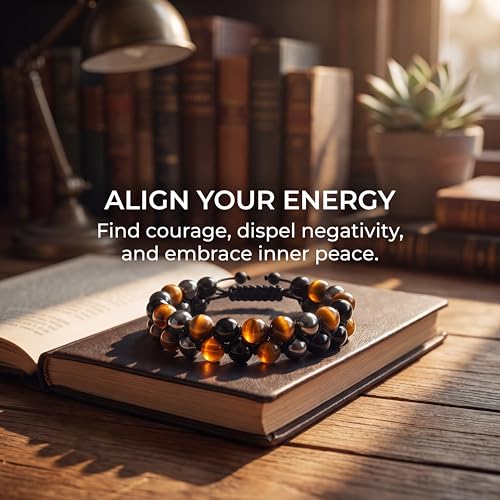 Triple Protection Bracelet & Healing Crystals Tiger Eye Beads Bracelet for Men Women, Natural Stone Bracelets for Men - style: Triangular Weaving Style - C