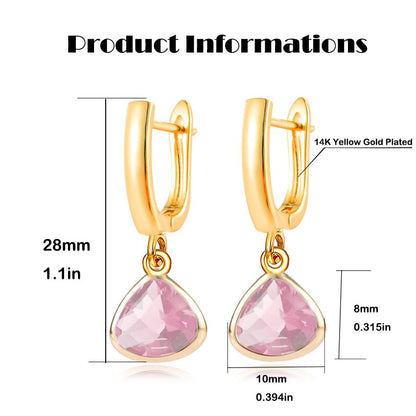 Geometric 14K Gold Crystal Stone Quartz Gemstone Leverback U Hoop Drop Dangle Earrings Jewelry for Women - color: D04