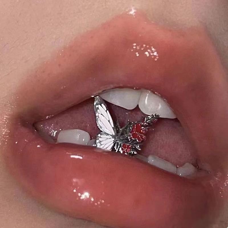 14G Butterfly Tongue Rings for Women Stainless Steel Tongue Barbell Tongue Piercing Jewelry