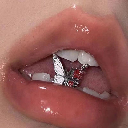 14G Butterfly Tongue Rings for Women Stainless Steel Tongue Barbell Tongue Piercing Jewelry