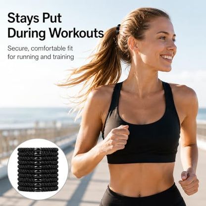 10-Piece Hair Ties: Soft Knitted Hair Tie for Thick/Coarse/Curly Hair. Gentle Hair Ties No Damage—Secure & Protect Strands (Black) - color: Black