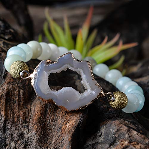 YGLINE Tree of Life Yoga Healing Stone Bracelets,Multilayer Lotus Chakra Stone Reiki Bracelet Sets,Anxiety Crystal Natural Stone,for Women Stress Relief - color: agate druzy