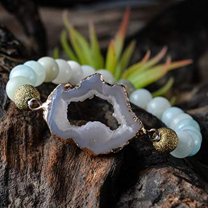 YGLINE Tree of Life Yoga Healing Stone Bracelets,Multilayer Lotus Chakra Stone Reiki Bracelet Sets,Anxiety Crystal Natural Stone,for Women Stress Relief - color: agate druzy