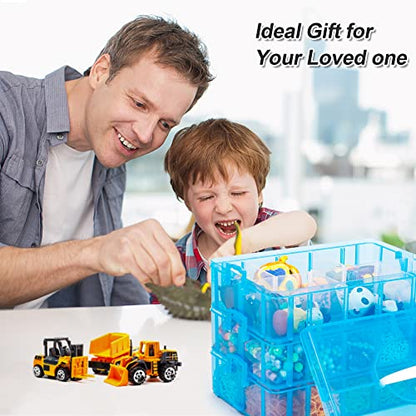 INSCRAFT 7 Layers Stackable Storage Container, 70 Adjustable Compartments (Blue) Stackable Storage Container, Perfect for Kids Toys, Art Crafts, Jewelry, Supplies, Mini Case & Letter Sticker Included - color: BLUE