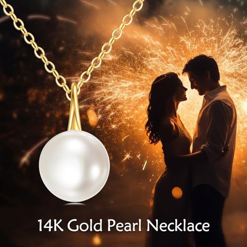KECHO 14k Gold Pearl Necklace for Women, Freshwater Pearl Pendant Jewelry Wedding Anniversary Birthday Gifts for Her - style: C-Pearl Necklace