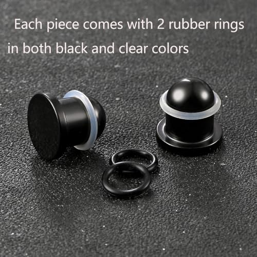 Casvort 22 PCS/16 PCS Hypoallergenic 18G-1'' Comfy Dead Stretching Plugs in 0.5mm Increments Saddle Plugs with Rubber Rings 316 Surgical Stainless Steel Crazy Ear Gauges Body Piercing Jewelry - color: Black 1-6mm 22 PCS