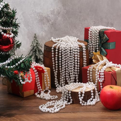 Faux White Pearl Beaded Necklaces Bulk, 7mm 31.5 Inch White Pearl Bead Necklaces for Wedding Birthday Party Decoration - style: 50 Pcs