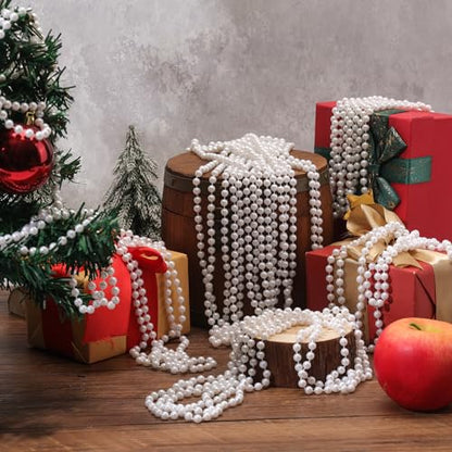 Faux White Pearl Beaded Necklaces Bulk, 7mm 31.5 Inch White Pearl Bead Necklaces for Wedding Birthday Party Decoration - style: 50 Pcs