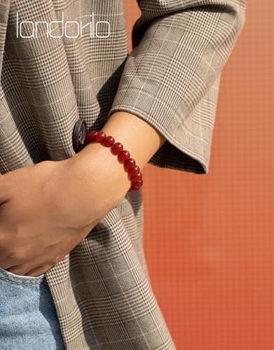 Natural Stone Beaded Bracelets for Men Women, 4mm 6mm 8mm | Healing Crystal, Protection Gemstone, Gift Packaging with Energy Card, Stretch Jewelry, Replacement Beads Included, 18 Stone - color: Carnelian(Luck & Vitality), size: 8mm