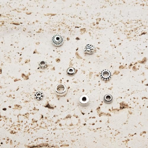 INSPIRELLE 450 Pieces Antique Silver Spacer Beads 4~5mm Metal Alloy Heishi Flat Rondelle Loose Beads for Bracelet Necklace Earring Jewelry Making - color: 450x Heishi Rondelle 4~5mm