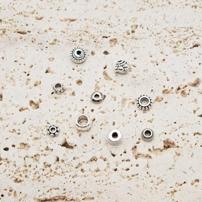 INSPIRELLE 450 Pieces Antique Silver Spacer Beads 4~5mm Metal Alloy Heishi Flat Rondelle Loose Beads for Bracelet Necklace Earring Jewelry Making - color: 450x Heishi Rondelle 4~5mm