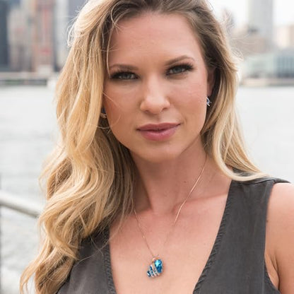 Leafael Wish Stone Pendant Necklace with Birthstone Crystal, 18K Rose Gold Plated/Silvertone, 18" + 2" - color: 112-December-Zircon Blue-Rose Gold Plated