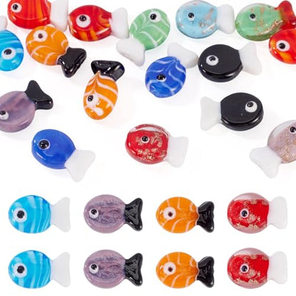 Cheriswelry 16Pcs Lampwork Glass Fish Beads Sea Fish Loose Spacer Beads Cute Ocean Animal Bead 19-21mm for DIY Earring Bracelet Necklace Jewelry Making - color: Mixed Color 5
