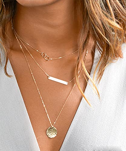 YANCHUN Layered Necklaces for Women Gold Necklace Stack Star Heart Choker Dainty Necklace Love Heart Chain Jewelry Gifts for Women - color: F:Gold Layer Circle Necklace