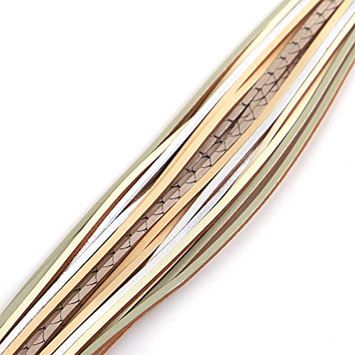 hotoo Leather Wrap Bracelet for Women - color: White Leather Bracelets
