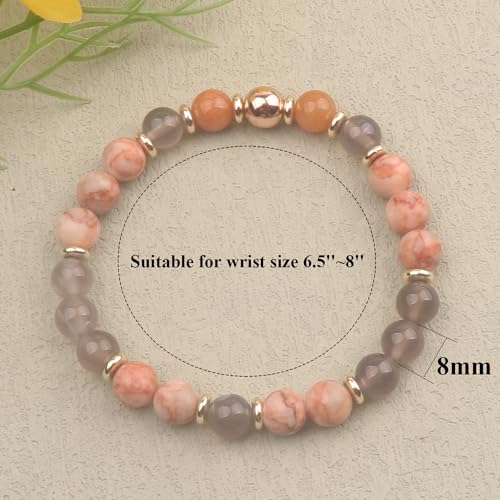 KSQS Healing Stone Bead Bracelet for Women, Natural Gemstones Balance Protection Bracelet, Spiritual Crystal Beads Bracelet Anxiety Relief with Meaning Card - color: Love & Light