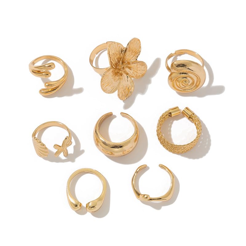 Chunky Stackable Rings Set For Women Open Adjustable Bold Thick Geometric Knuckle Rings Minimalist Statement Jewelry Gift - style: Style 2