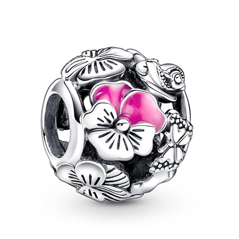 9 Pack Silver Spacer Beads Charms fit Bracelet, Heart Beads DIY Jewelry Gifts Women - color: D6