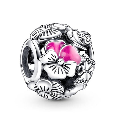 9 Pack Silver Spacer Beads Charms fit Bracelet, Heart Beads DIY Jewelry Gifts Women - color: D6