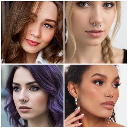 SynHHergyx 16 Gauge Small Septum Ring Septum Piercing Jewelry16G Nose Rings 6-12mm Lip Earring Eyebrow Hoop Rings Silver