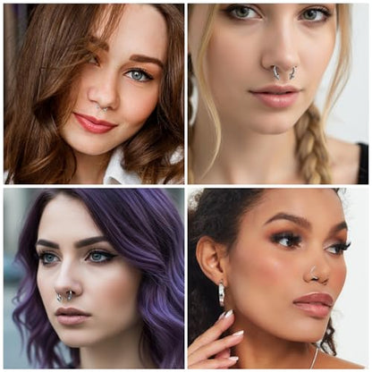 SynHHergyx 16 Gauge Small Septum Ring Septum Piercing Jewelry16G Nose Rings 6-12mm Lip Earring Eyebrow Hoop Rings Silver