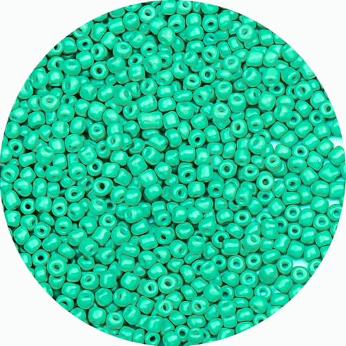 2mm Glass Seed Beads Bulk, Light Green 12/0 Tiny Round Seed Bead, Small Mini Pony Craft Beads for Bracelet Necklace Wrist Jewelry Making Beading Weaving DIY Crafts Supplies - color: Light Green