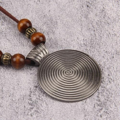 Bohemian Necklaces for Women Long Leather Necklace with Large Pendant Chunky Boho Hippie Jewelry Pendant Chocker Necklace - style: Womens Bohemian Necklaces