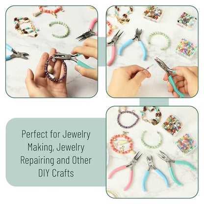 Mr. Pen- Pliers for Jewelry Making, 3 Pack, Chain Nose | Round Nose Pliers Set and Wire Cutter for Beading, Wire Wrapping, Jump Rings, Jewelry Repair, Crafting, DIY - color: Pastel 2