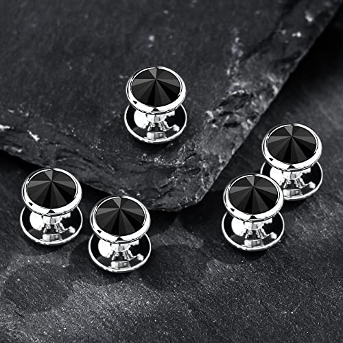 HAWSON Crystal Shirt Studs for Men's Tuxedo Shirt, Tuxedo Buttons for Birthday Wedding Party Christmas. - color: Black