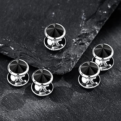 HAWSON Crystal Shirt Studs for Men's Tuxedo Shirt, Tuxedo Buttons for Birthday Wedding Party Christmas. - color: Black